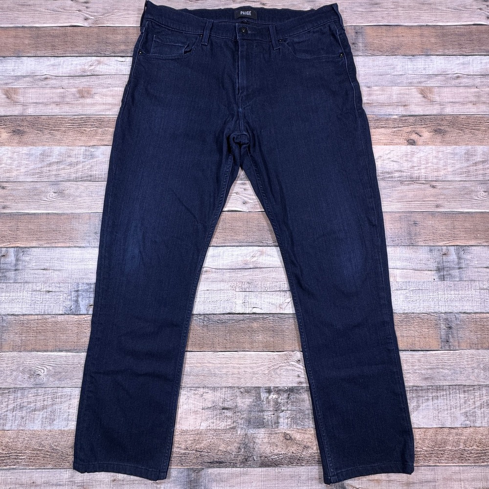 Paige Men's Jeans Federal Slim Straight Dark Indigo Blue Size 34 Stretch Denim